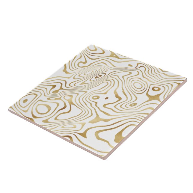 Carreau Modern White Gold Marble Abstract (Côté)