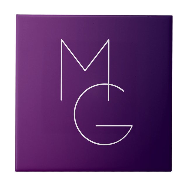 Carreau Moderne 2 Initiales | Ombre Subtile Violet Foncé (Devant)