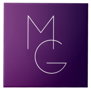 Carreau Moderne 2 Initiales Ombre subtile violet profond