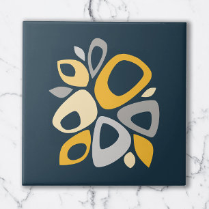 Carreau Moderne Abstrait Style Marine Jaune Moutarde