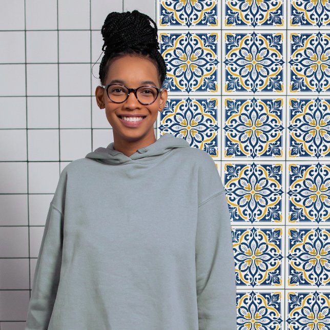 Carreau Moderne Azulejo Bleu Jaune Portugais Lisbonne (Créateur téléchargé)