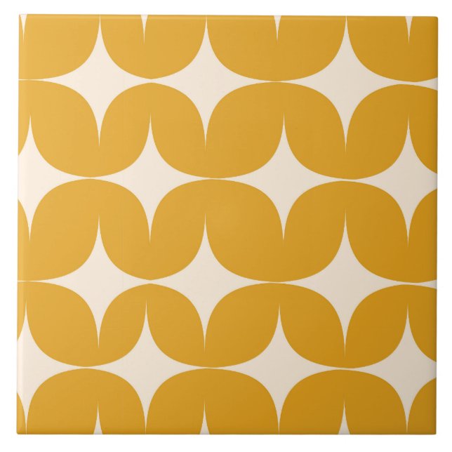 Carreau Moderne beige du milieu du siècle Starbursts sur o (Devant)