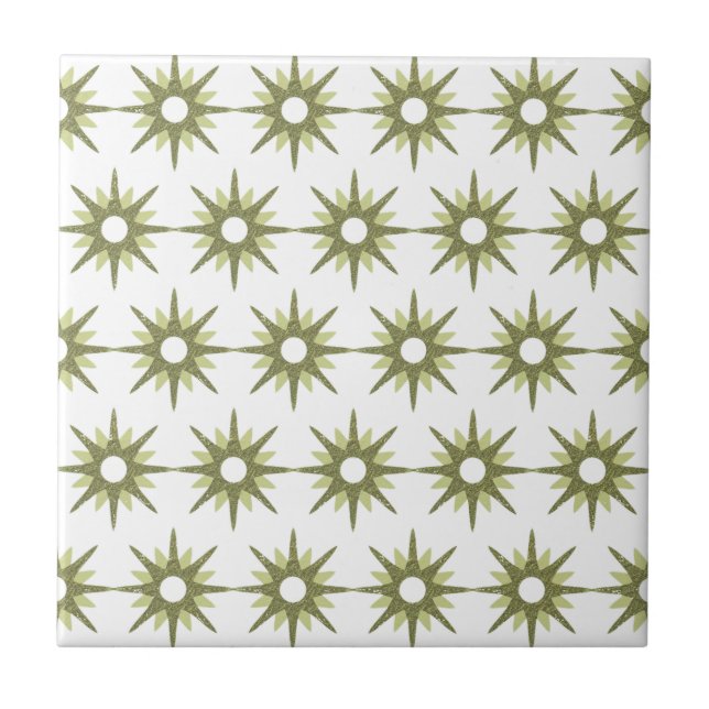 Carreau Moderne de milieu de siècle motif en vert et blanc (Devant)