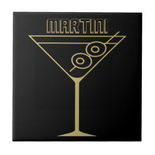 Carreau Moderne de milieu de siècle Or 2 Martini aux olive