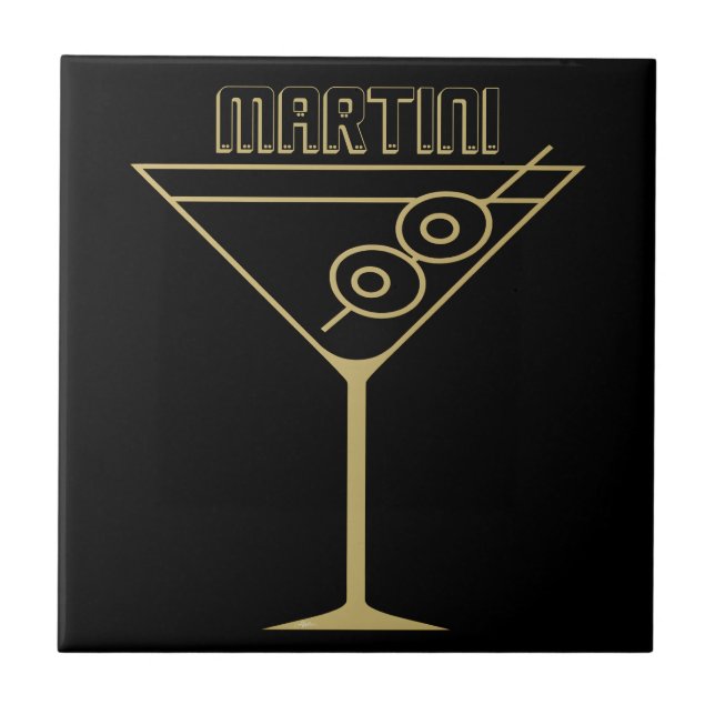 Carreau Moderne de milieu de siècle Or 2 Martini aux olive (Devant)