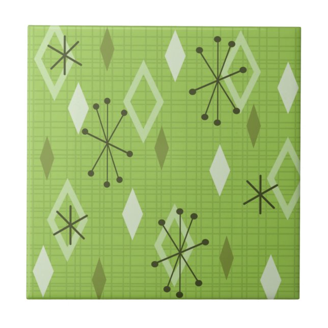 Carreau moderne du milieu du siècle Chartreuse (Devant)