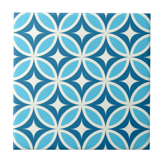 Carreau Moderne géométrique bleu marine du milieu du siècl (Devant)
