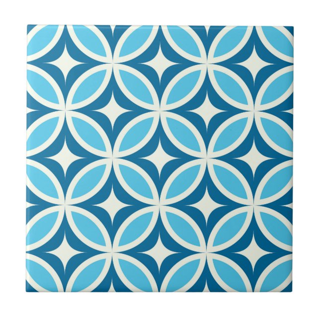 Carreau Moderne géométrique de milieu de siècle Bleu marin (Devant)