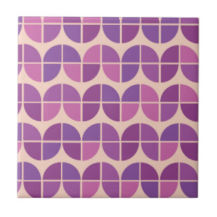 Carreau Moderne Géométrique Rose Violet Milieu de Siècle