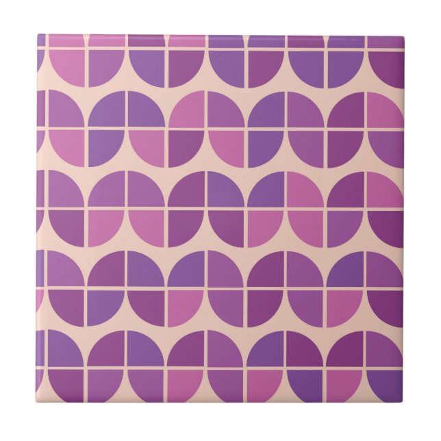 Carreau Moderne Géométrique Rose Violet Milieu de Siècle  (Devant)