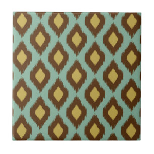 Carreau Moderne jaune bleu d'ikat tribal moderne