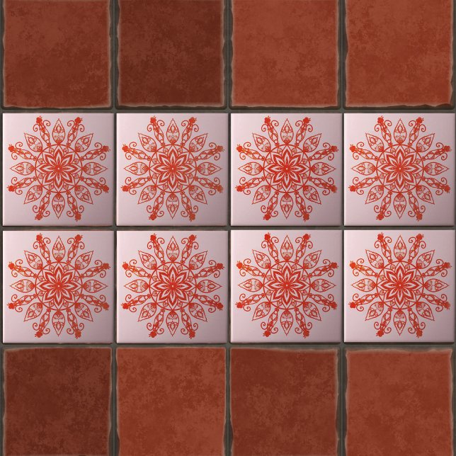 Carreau Moderne Mandala Rose Pâle Féminin Élégant (Créateur téléchargé)