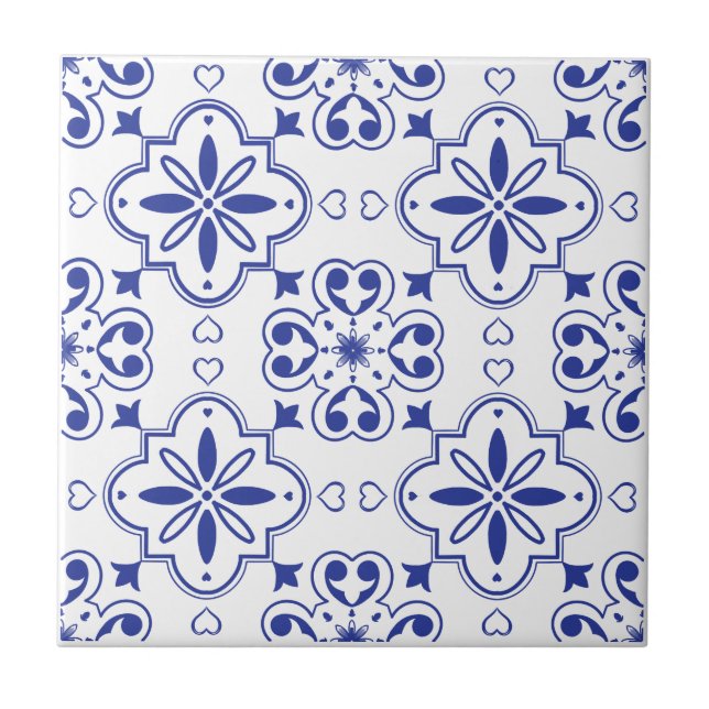 Carreau Moderne Méditerranée Bleu Blanc Motif sans mer (Devant)