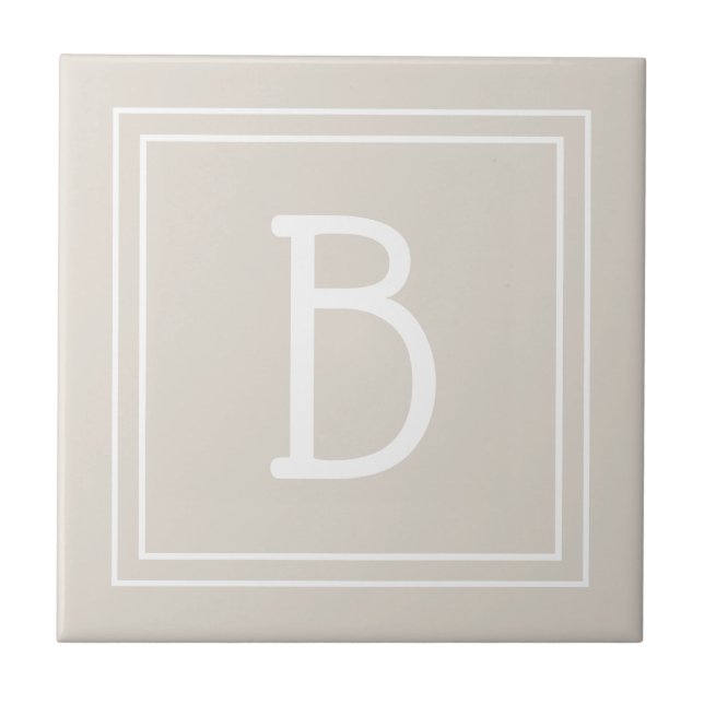 Carreau Moderne modèle d'initiale monogrammée marron clair (Devant)