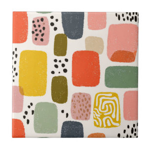 Carreau Moderne motif abstrait bohème aquarelle Coloré