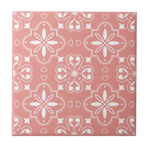 Carreau Moderne Motif méditerranéen Design Coral rose