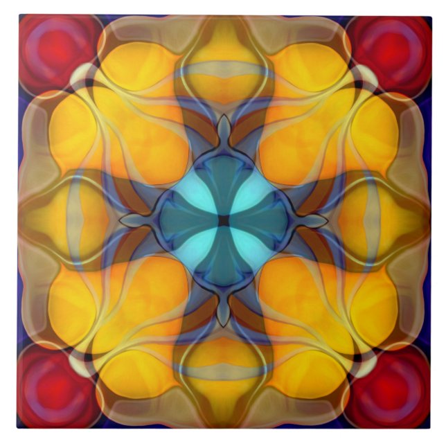 Carreau Moderne, ornemental, élégant, jaune, turquoise, ro (Devant)