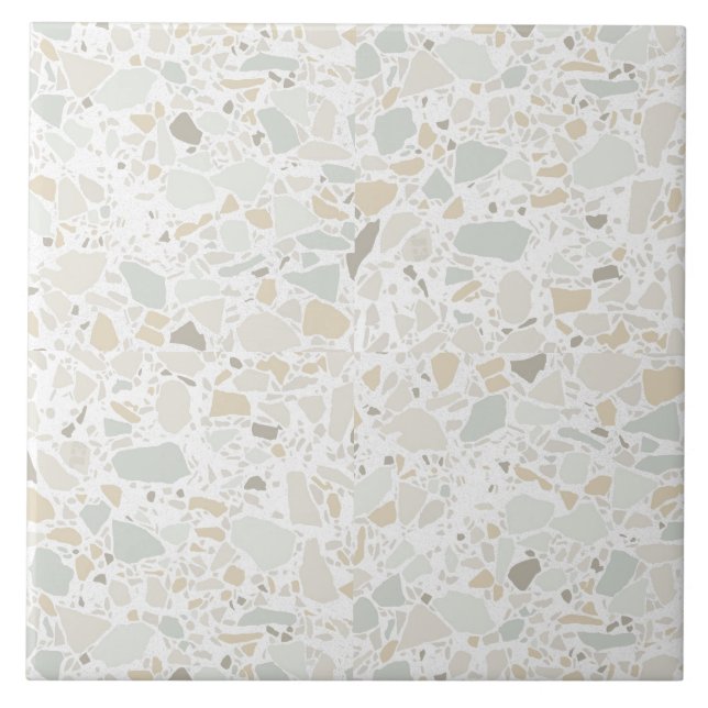 Carreau Moderne Simple Terrazzo Carrelage blanc (Devant)