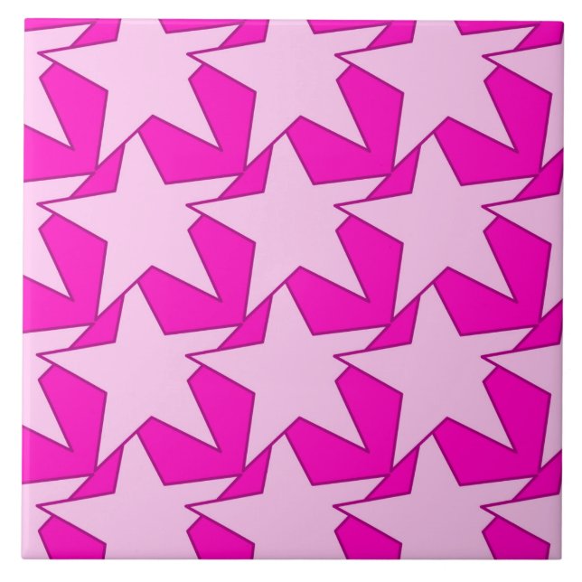 Carreau Moderne Star Géométrique - Fuchsia et rose glace (Devant)