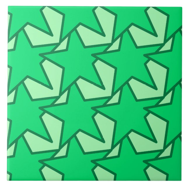 Carreau Moderne Star Géométrique - vert émeraude et menthe (Devant)