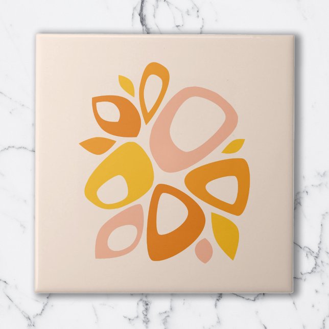 Carreau Moderne Stylisant Pêche Marigold Jaune Abstrait (Créateur téléchargé)