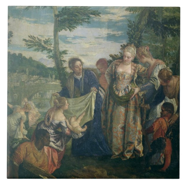 Carreau Moïse a secouru du Nil, 1580 (l'huile sur la (Devant)