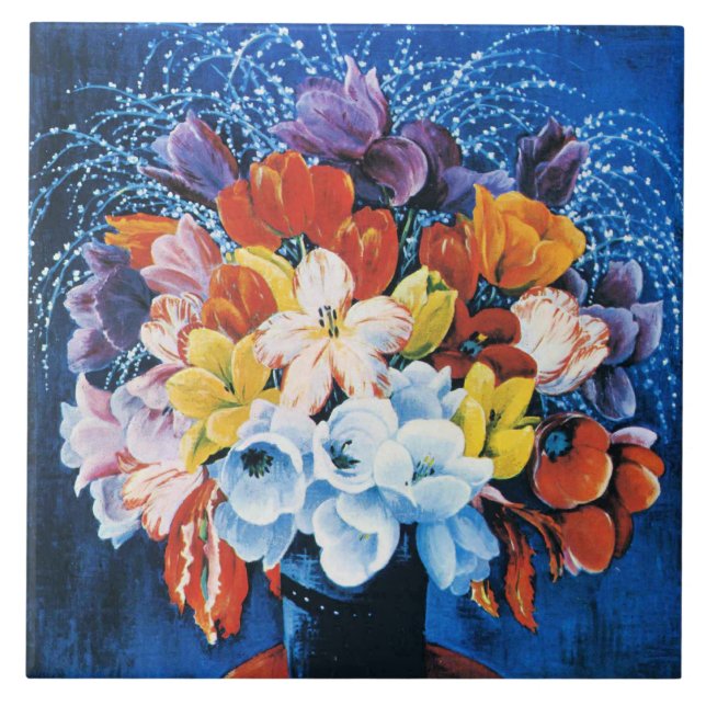 Carreau Moise Kisling, Bouquet de Tulipes, (Devant)