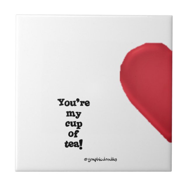 Carreau moitié d'un coeur rouge sur une tuile (Devant)