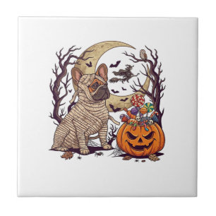 Carreau Momie d'Halloween Bouledogue Français Citrouille B