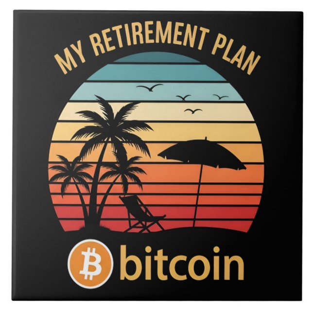 Carreau Mon Plan de Retraite Bitcoin Plage Coucher de Sole (Devant)