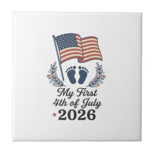 Carreau Mon premier 4 juillet 2026 bébé vintage patriotiqu