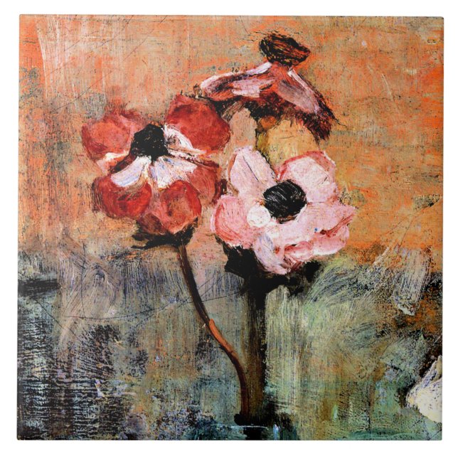 Carreau Mondrian - Anémones dans un vase (Devant)