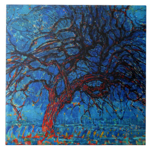 Carreau Mondrian - Arbre Rouge Moyenne (Soirée),