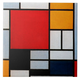Carreau Mondrian - Composition avec grand plan rouge