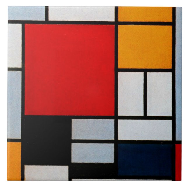 Carreau Mondrian - Composition avec grand plan rouge (Devant)