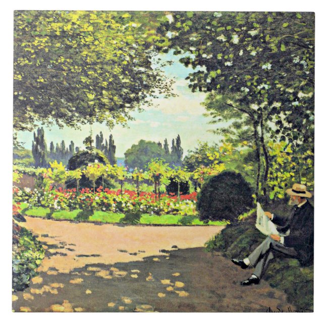 Carreau Monet - Adolphe Monet Lecture dans le jardin (Devant)