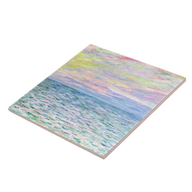 Carreau Monet - Coucher de soleil à Pourville, art (Côté)