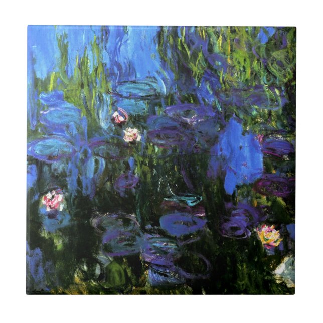 Carreau Monet : Nymphes d'eau, indigo bleu (Devant)