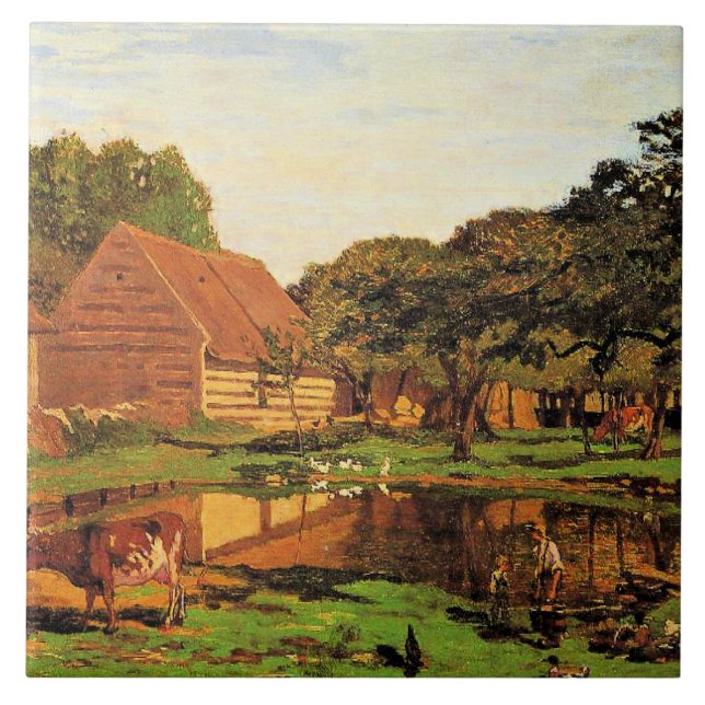 Carreau Monet - Une cour de ferme en Normandie, (Devant)