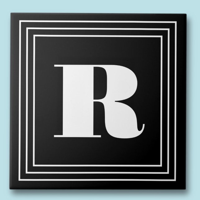 Carreau Monogramme 3 cadres | Noir et blanc (Créateur téléchargé)