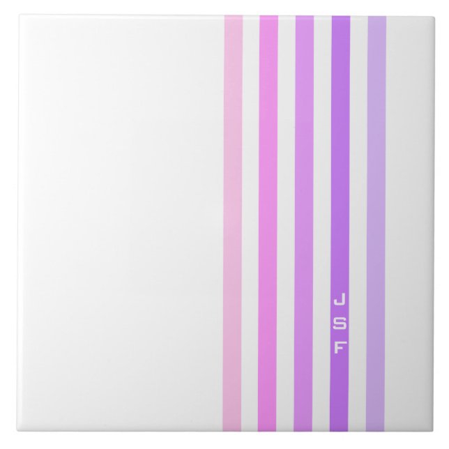 Carreau Monogramme à rayures verticales rose et violet (Devant)