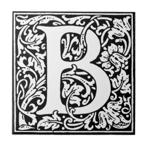 Carreau Monogramme B initial. Nom customisé Modèle floral