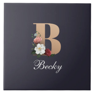 Carreau Monogramme B, joli design floral,