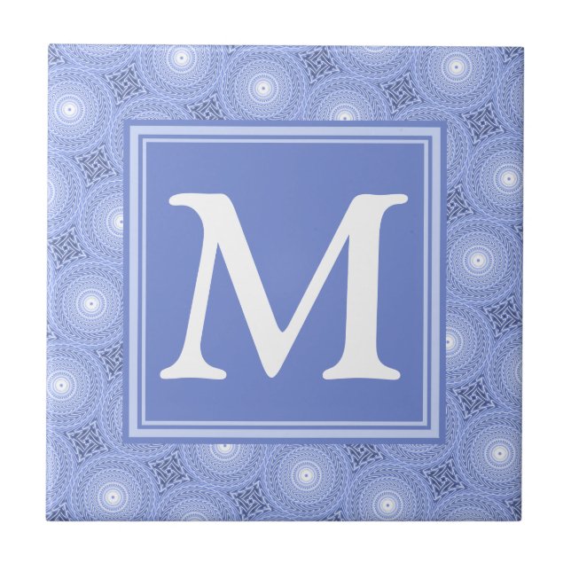 Carreau Monogramme bleu cercles motif (Devant)