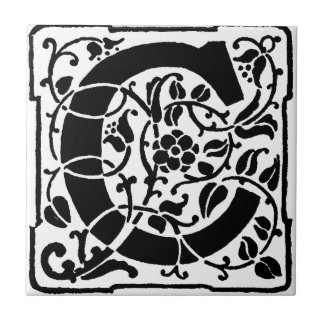 Carreau Monogramme C initial. Nom floral Motif Customisé