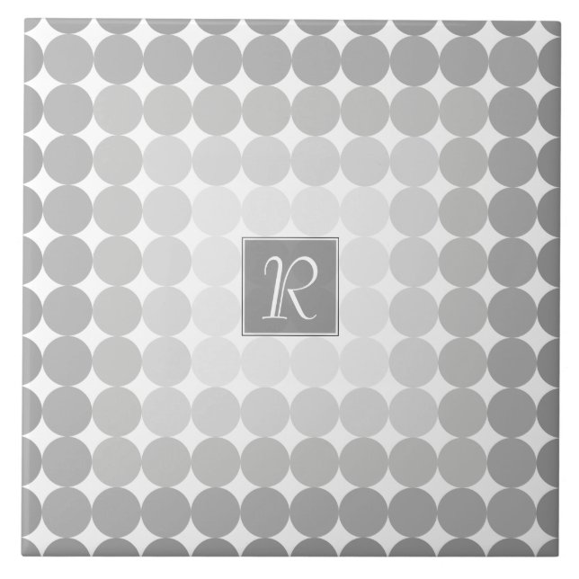 Carreau Monogramme Cercles Gris Moderne (Devant)