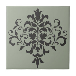 Carreau Monogramme damassé en gris élégant et noir