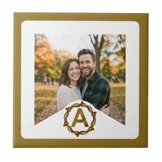 Carreau Monogramme d'Artisan Personnalisé A | Cadre en Boi