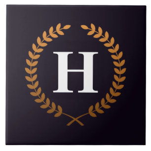 Carreau Monogramme de couronne de laurier d'or