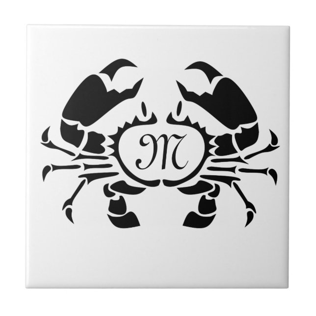Carreau Monogramme de crabe en forme de crayon noir (Devant)